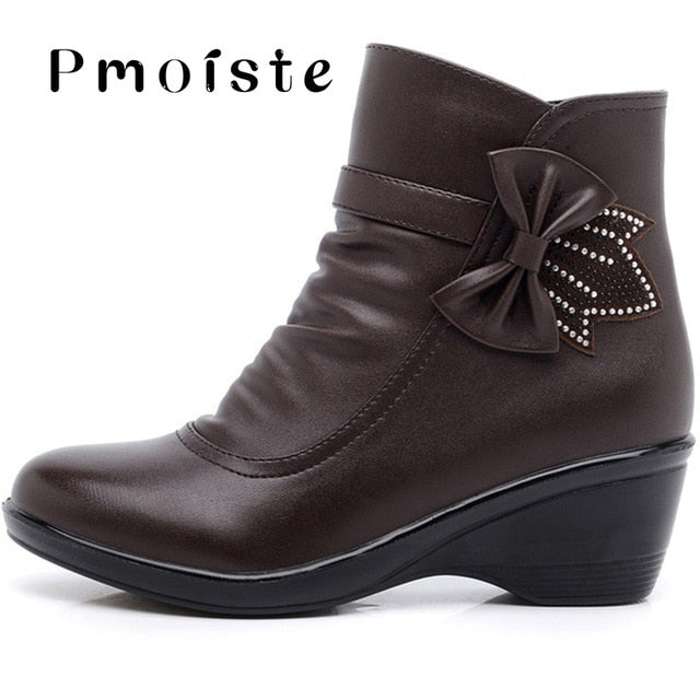 Booties woman 2020 New Butterfly-knot Ankle boots for women shoes Winter boots short plush Fashion zip Female boot big size 41