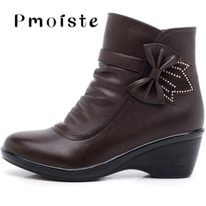 Booties woman 2020 New Butterfly-knot Ankle boots for women shoes Winter boots short plush Fashion zip Female boot big size 41