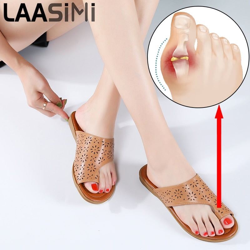 LAASIMI 2020 Summer Women Slippers Bunion Sandals Casual Flat Slip On Shoes Female Flip Flops Women Slides Orthopedic Corrector