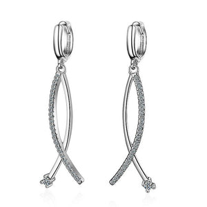 Foxanry New Arrival Long Tassel Earrings for Women Couples 925 Sterling Silver Terndy Charms Earring Wedding Jewelry Gifts