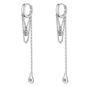 Foxanry New Arrival Long Tassel Earrings for Women Couples 925 Sterling Silver Terndy Charms Earring Wedding Jewelry Gifts
