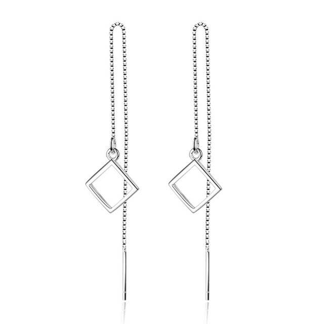 Foxanry New Arrival Long Tassel Earrings for Women Couples 925 Sterling Silver Terndy Charms Earring Wedding Jewelry Gifts