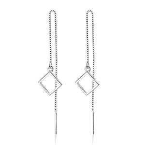 Foxanry New Arrival Long Tassel Earrings for Women Couples 925 Sterling Silver Terndy Charms Earring Wedding Jewelry Gifts