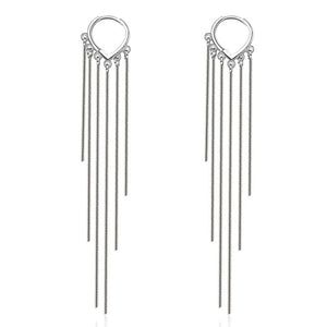 Foxanry New Arrival Long Tassel Earrings for Women Couples 925 Sterling Silver Terndy Charms Earring Wedding Jewelry Gifts