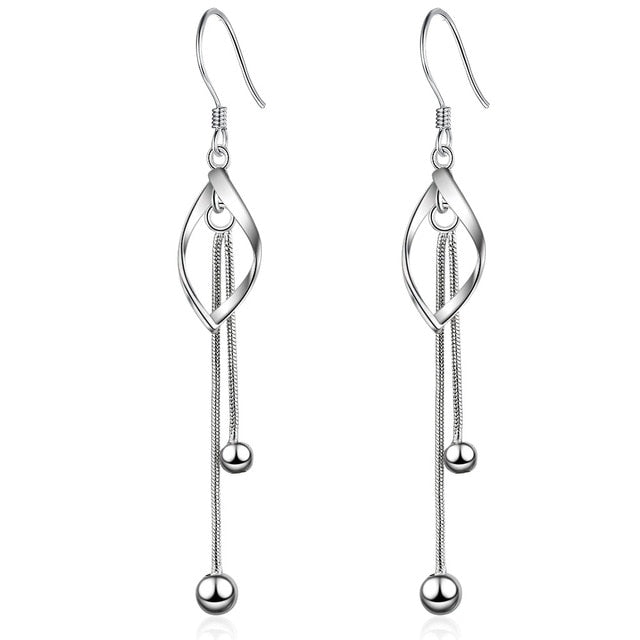 Foxanry New Arrival Long Tassel Earrings for Women Couples 925 Sterling Silver Terndy Charms Earring Wedding Jewelry Gifts