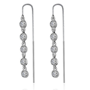 Foxanry New Arrival Long Tassel Earrings for Women Couples 925 Sterling Silver Terndy Charms Earring Wedding Jewelry Gifts