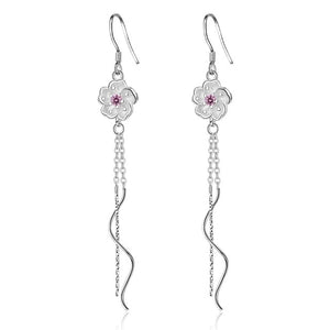Foxanry New Arrival Long Tassel Earrings for Women Couples 925 Sterling Silver Terndy Charms Earring Wedding Jewelry Gifts