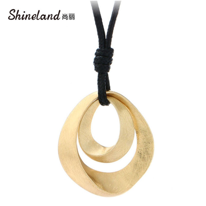 Shineland  Trendy  Pendant Long Necklaces For Women Fashion Jewelry 80cm PU Leather Chain Necklace collares mujer