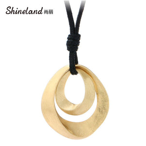 Shineland  Trendy  Pendant Long Necklaces For Women Fashion Jewelry 80cm PU Leather Chain Necklace collares mujer