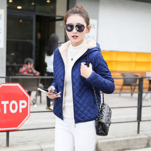 Autumn 2020 New Parkas basic jackets Female Women Winter plus velvet lamb hooded Coats Cotton Winter Jacket Womens Outwear coat