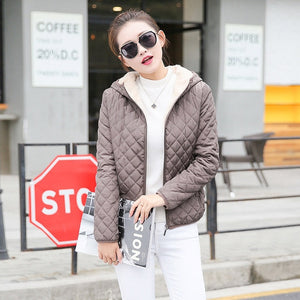 Autumn 2020 New Parkas basic jackets Female Women Winter plus velvet lamb hooded Coats Cotton Winter Jacket Womens Outwear coat