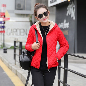 Autumn 2020 New Parkas basic jackets Female Women Winter plus velvet lamb hooded Coats Cotton Winter Jacket Womens Outwear coat