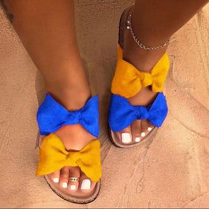 Puimentiua  Leopard Women Slipper Bow Sandal Summer Open Toe Platform Slide Ladies Fashion Hollow Light Slip On Sandals