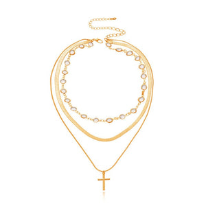 New Arrival  Cross Pendant Necklace Collier Femme Gold Silver Color Cross Choker Necklace Collar Jewelry XL226