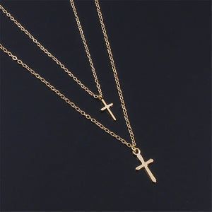 New Arrival  Cross Pendant Necklace Collier Femme Gold Silver Color Cross Choker Necklace Collar Jewelry XL226