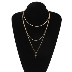 New Arrival  Cross Pendant Necklace Collier Femme Gold Silver Color Cross Choker Necklace Collar Jewelry XL226