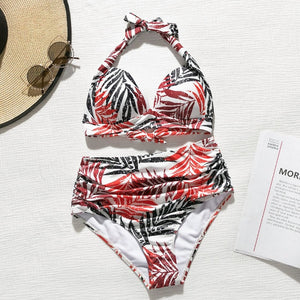 Mossha High waist bikini set Halter bathing suit woman swimsuit female Plus size bikini 2020 3XL Floral print swimwear women new