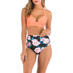 Mossha High waist bikini set Halter bathing suit woman swimsuit female Plus size bikini 2020 3XL Floral print swimwear women new