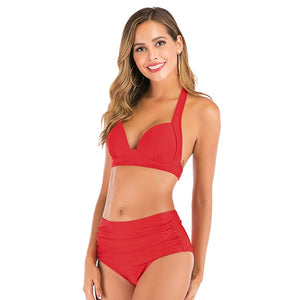 Mossha High waist bikini set Halter bathing suit woman swimsuit female Plus size bikini 2020 3XL Floral print swimwear women new