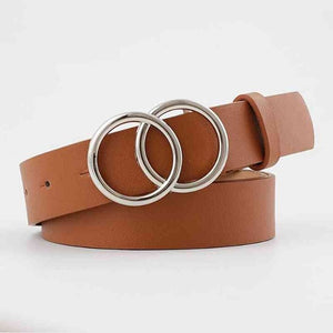 Double Ring Women Belt Fashion Waist Belt PU Leather Metal Buckle Heart Pin Belts For Ladies Leisure Dress Jeans Wild Waistband