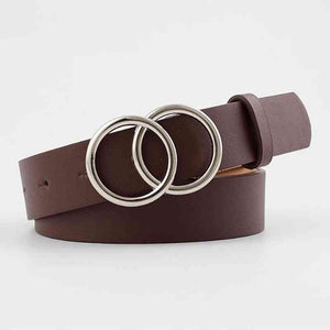 Double Ring Women Belt Fashion Waist Belt PU Leather Metal Buckle Heart Pin Belts For Ladies Leisure Dress Jeans Wild Waistband