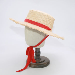 Wholesale STAR Parent-child Panama Hats For Women Wide Large Brim Beach Sun Hats With Fashion Long Belt Visor Hat Raffia Straw
