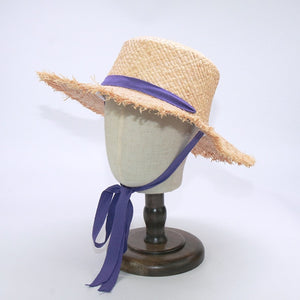 Wholesale STAR Parent-child Panama Hats For Women Wide Large Brim Beach Sun Hats With Fashion Long Belt Visor Hat Raffia Straw