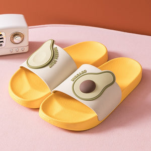 Summer Home Fruit Women Slippers Cute Cartoon Avocado Non-Slip Bathroom PVC Slippers Ladies Slides Indoor Couple Shoes Wholesale