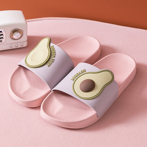 Summer Home Fruit Women Slippers Cute Cartoon Avocado Non-Slip Bathroom PVC Slippers Ladies Slides Indoor Couple Shoes Wholesale