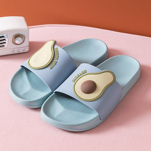 Summer Home Fruit Women Slippers Cute Cartoon Avocado Non-Slip Bathroom PVC Slippers Ladies Slides Indoor Couple Shoes Wholesale