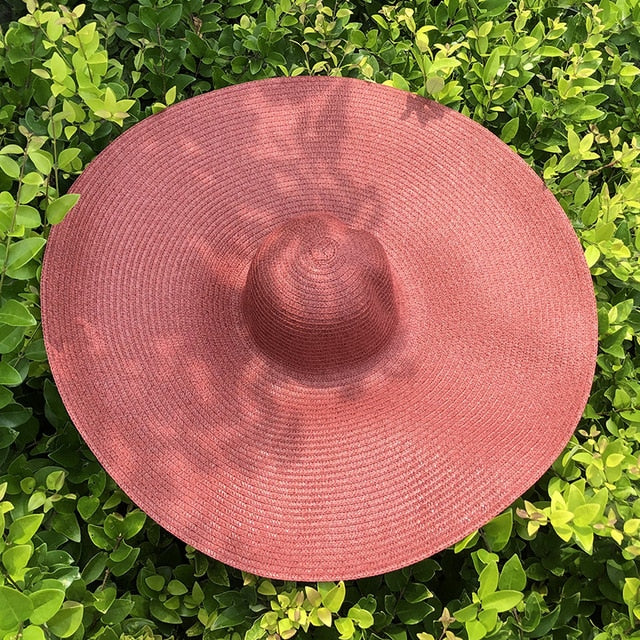 25CM Wide Brim Oversized Beach Hats For Women Large Straw Hat UV Protection Foldable Sun Shade Hat Wholesale Dropshipping