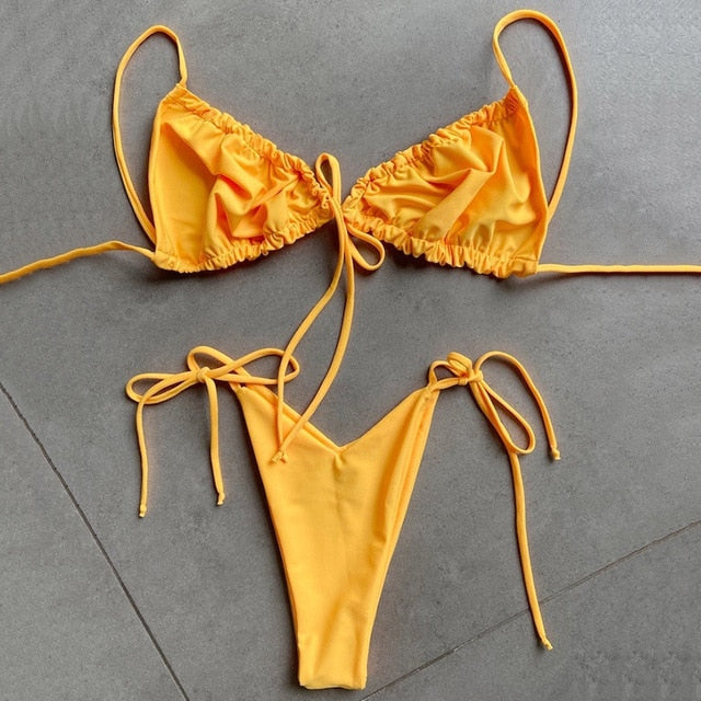Sexy Micro Bikini 2020 Women Swimsuit Bandage Bikini Set Swimwear Female Halter Top Brazilian Bathing Suit Bather Biquini