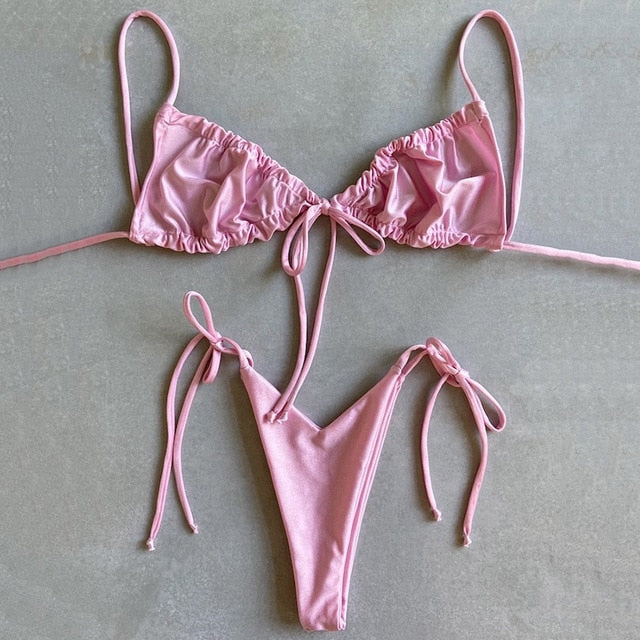 Sexy Micro Bikini 2020 Women Swimsuit Bandage Bikini Set Swimwear Female Halter Top Brazilian Bathing Suit Bather Biquini