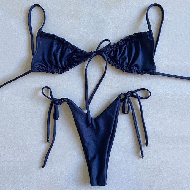 Sexy Micro Bikini 2020 Women Swimsuit Bandage Bikini Set Swimwear Female Halter Top Brazilian Bathing Suit Bather Biquini
