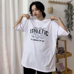 Japanese anime print graphic tees Women shirts Ulzznag short Sleeve Summer Tshirt Tops harajuku Loose Unisex Hip Hop Streetwear