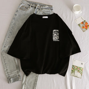 Japanese anime print graphic tees Women shirts Ulzznag short Sleeve Summer Tshirt Tops harajuku Loose Unisex Hip Hop Streetwear