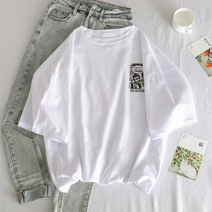 Japanese anime print graphic tees Women shirts Ulzznag short Sleeve Summer Tshirt Tops harajuku Loose Unisex Hip Hop Streetwear