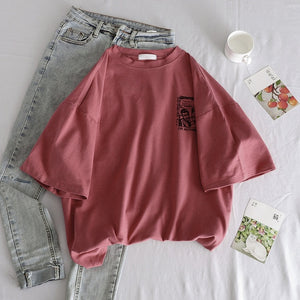 Japanese anime print graphic tees Women shirts Ulzznag short Sleeve Summer Tshirt Tops harajuku Loose Unisex Hip Hop Streetwear