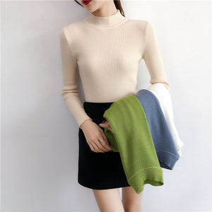 BEFORW 2020 Fall New Women Turtleneck Sweater Pullover Black Pink Knitted Slim Winter Sweater Casual Pullovers Top