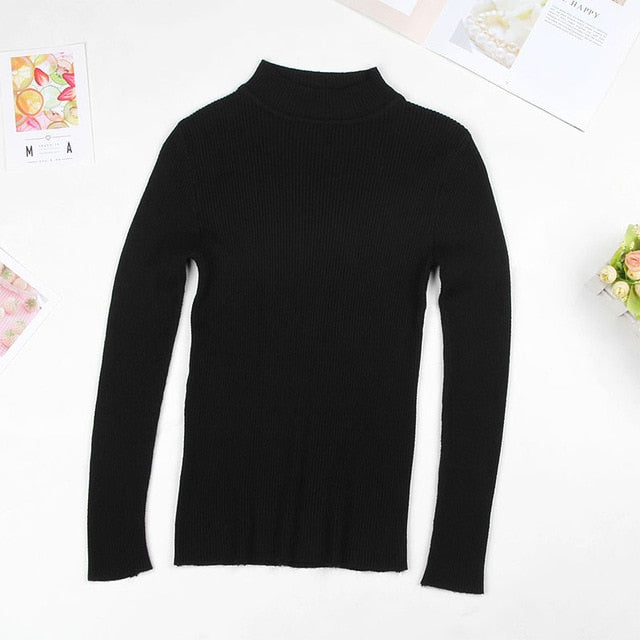 BEFORW 2020 Fall New Women Turtleneck Sweater Pullover Black Pink Knitted Slim Winter Sweater Casual Pullovers Top