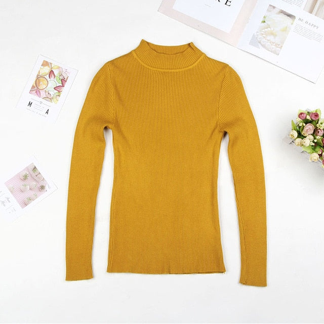 BEFORW 2020 Autumn Women lady sweater Solid Turtleneck sweater women slim sexy tight Bottoming Knitted Casual Pullovers Top