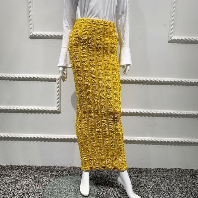 Faldas Mujer Moda Muslim Knitted High Waist Maxi Pencil Long Skirt Jupe Longue Femme Skirts Womens Clothing Jupe Crayon Femme
