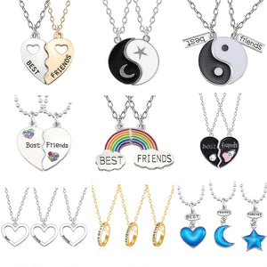 Best Friend Necklace Women Crystal Heart Tai Chi Crown Best Friends Forever Necklaces Pendants Friendship BFF Jewelry Collier