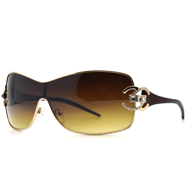 2020 New Crystal Diamond Sunglasses For Women Luxury Brand Designer Retro Oversized Sunglass One-piece Shades Visor Oculos Top