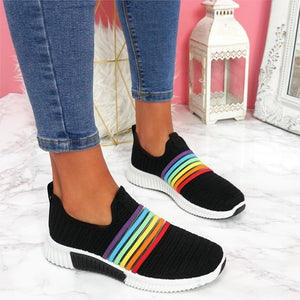 Adisputent  2020 New Fashion Women Sneakers Rainbow Color Mesh Vulcanize Shoes Leisure Shoes Summer Casual Ladies Shoes