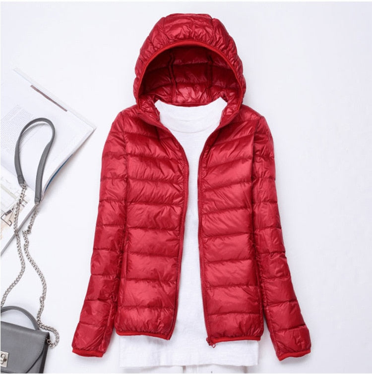 90% Ultra-light Plus Size Thin Down Jacket Women 2020 Autumn Winter Slim Short Hooded Warm White Duck Down Coat Women Outerwear