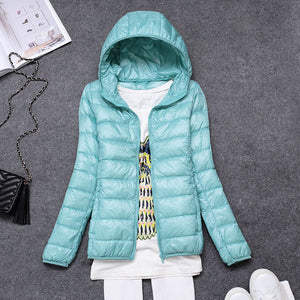 90% Ultra-light Plus Size Thin Down Jacket Women 2020 Autumn Winter Slim Short Hooded Warm White Duck Down Coat Women Outerwear