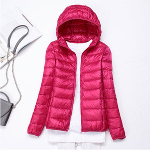 90% Ultra-light Plus Size Thin Down Jacket Women 2020 Autumn Winter Slim Short Hooded Warm White Duck Down Coat Women Outerwear