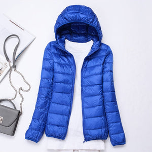 90% Ultra-light Plus Size Thin Down Jacket Women 2020 Autumn Winter Slim Short Hooded Warm White Duck Down Coat Women Outerwear