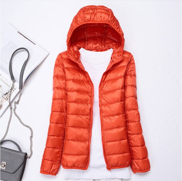 90% Ultra-light Plus Size Thin Down Jacket Women 2020 Autumn Winter Slim Short Hooded Warm White Duck Down Coat Women Outerwear
